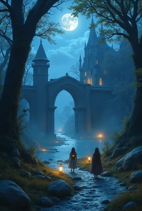 Here’s a list of 30 picture prompts inspired by the ancient fairy tale concept you shared:

1. A mystical land under an eternal twilight sky, where the moon never sets.


2. A silver river shimmering in the dark, reflecting the glow of countless stars.


3...