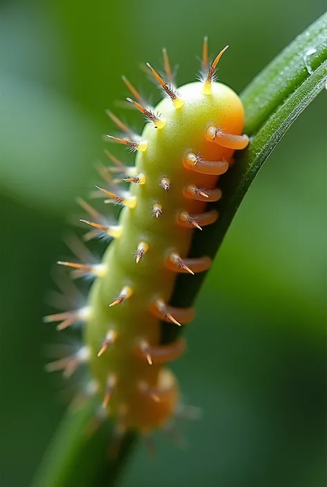 2.	 Larval Stage  (caterpillar)

 The caterpillar that emerged from the egg approximately 1 to 2 mm in length and showed a strong tendency to feed immediately.  This instinctive behavior is ,  since the larva needs to accumulate large quantities of nutrien...