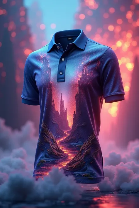 Future Tech Polo T Shirt Online Drawing,     color glitter with smoke style  , 3D Painting  ，majestic，  