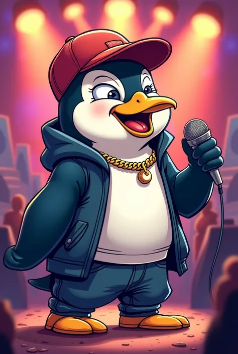 Penguin rapper singing cartoon