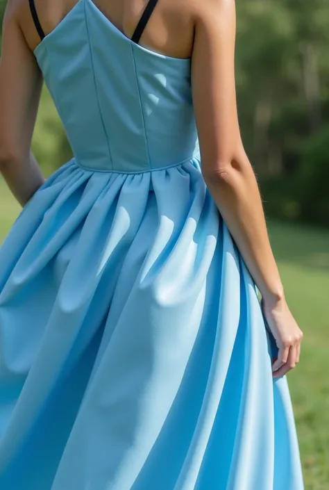 A sky blue dress with a triangular pattern