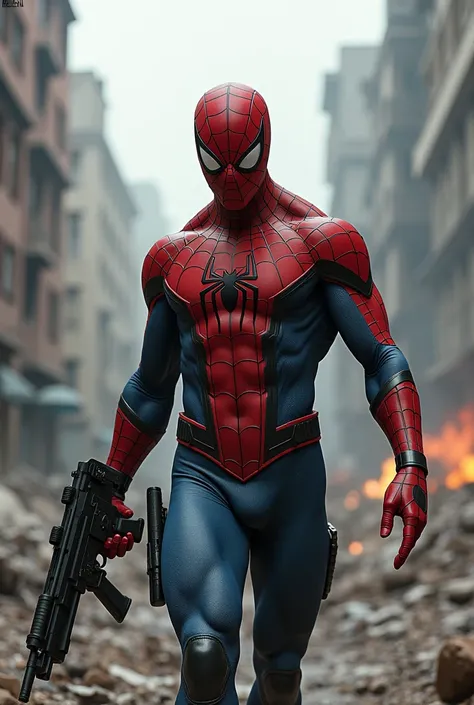 A Spider men with gun at the war