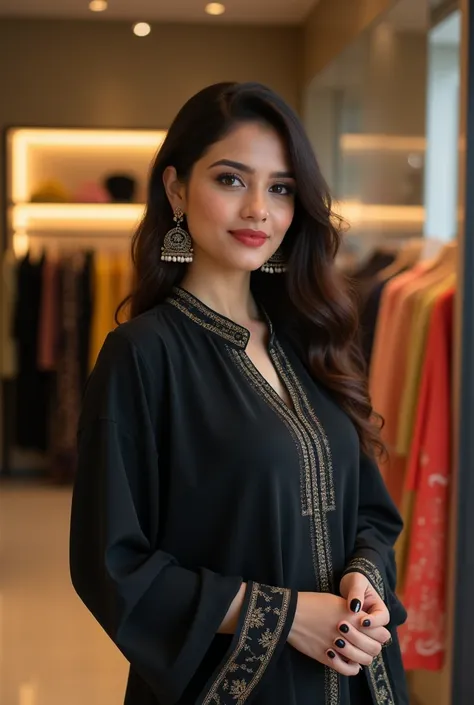 indian girl wearing black kurti with black nailpolosh oINAGURATION OF new fashion botique shop