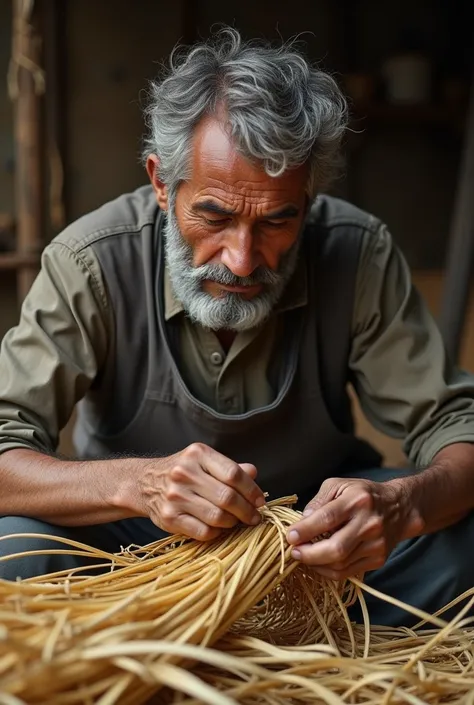 Man making straw