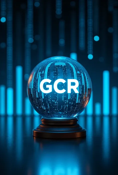 GCR letters inside crystal ball and background bars chart pattern.