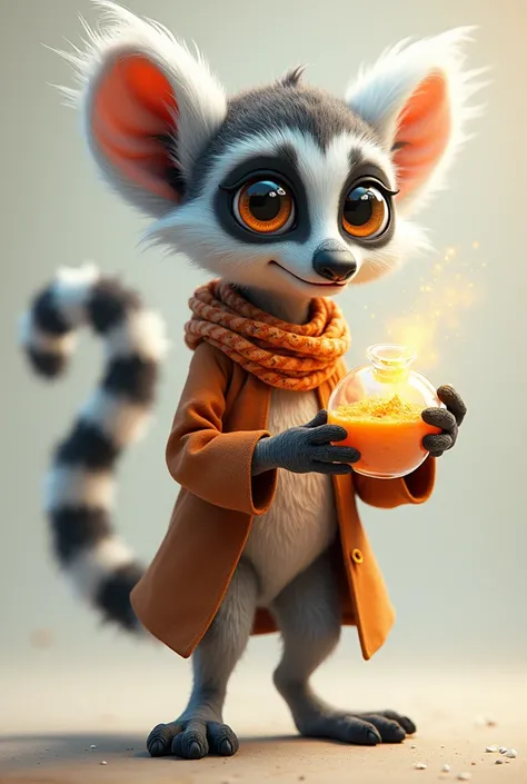 *Create a character: animal character - Lemur Wizard.*

A young lemur wizard who loves experiments with potions or with a book of spells. The character should be cute, emotional, with dynamic forms and a clear silhouette. He/she must have casual proportion...