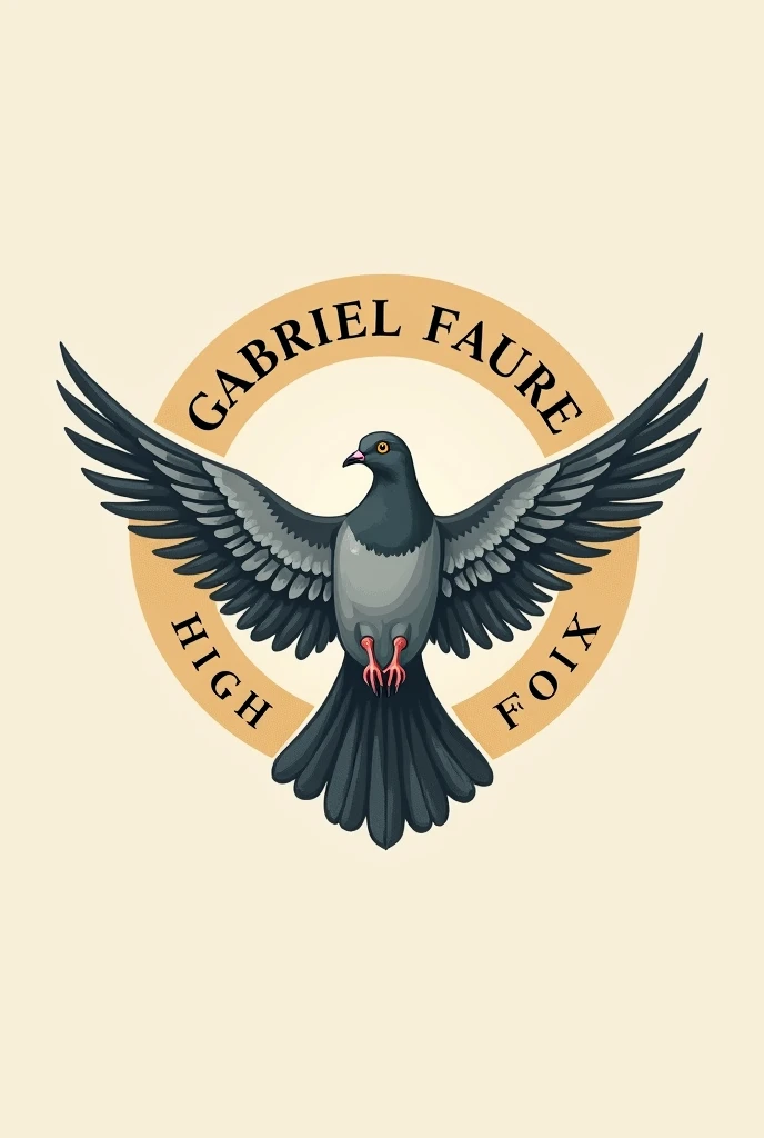 Design of a logo of Gabriel Fauré High School in Foix with a Pigeon