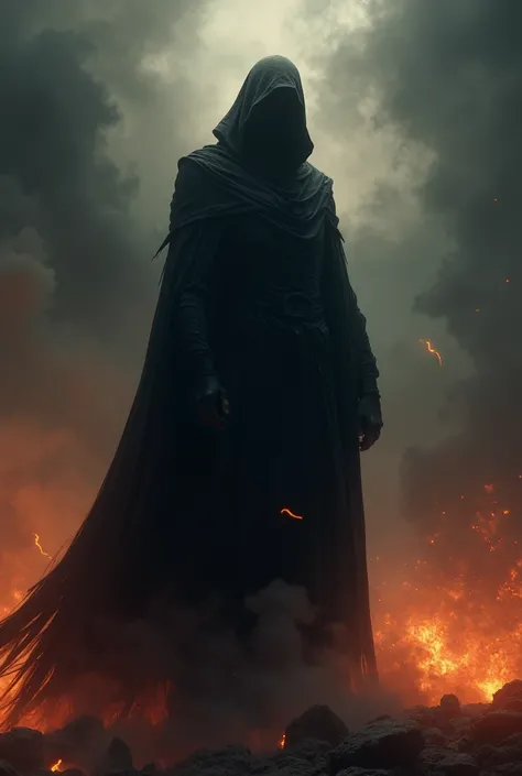 A man in a black robe,  darkness , smoke, villain, inferno