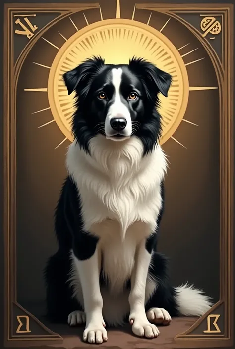  Border Collie dog painted on the holy icon, holy dog , holy icon , christian icon religious symbols, symbols Zeta ,  Zeta Ζ on icon, black and white dog ,  τα on icon 