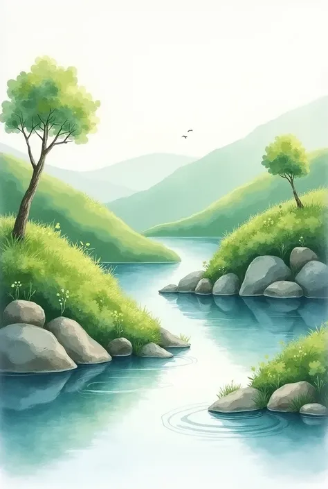 Create a beautiful watercolor art, beautiful scenary, minimalistic, easy to create in real