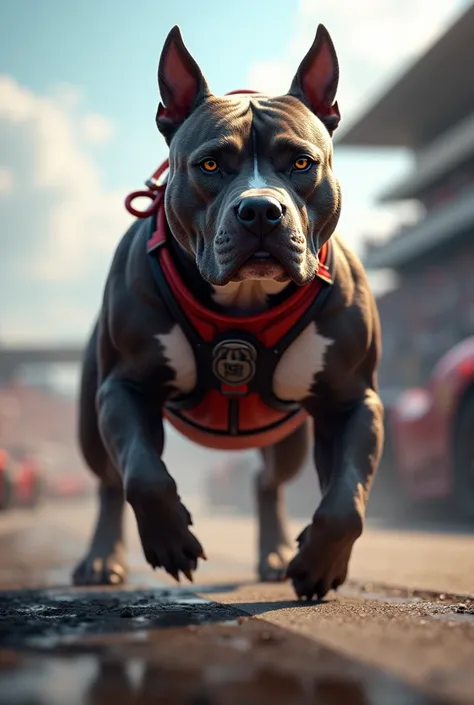 A muscular racing pit bull 