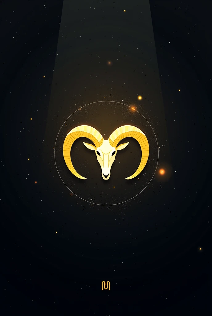 Aries constellation symbol floating in the universe with yellow and white background 