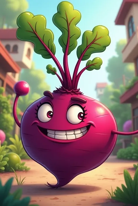 Beetroot themed character in cartoon animation styles