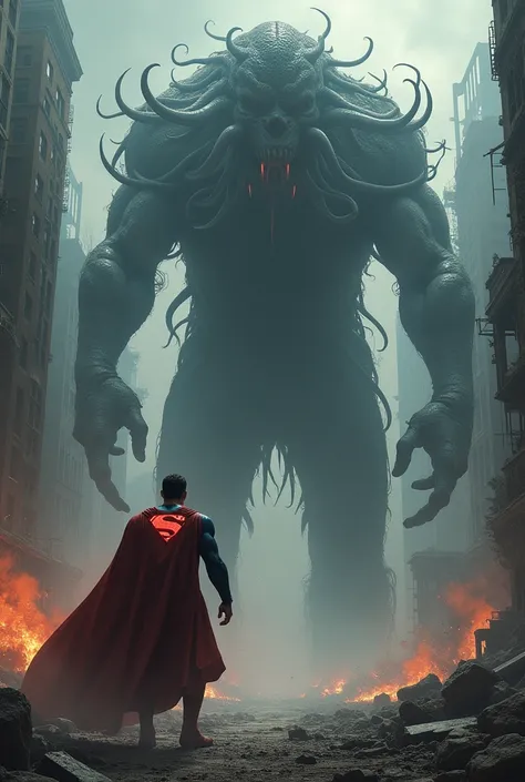  setting of literally a ragged city and the apocalypse H. p. Lovecraft Cthulhu VERSUS Superman Cosmic Armor  