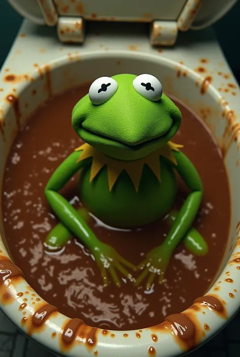 Kermit in a toilet full of shit