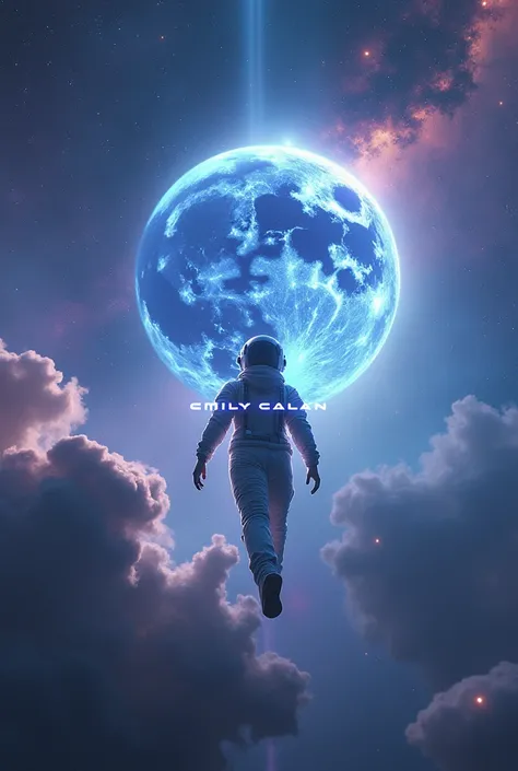 "A stunning, ethereal scene in outer space, featuring a majestic glowing planet with vibrant colors in the background. A figure, resembling a space explorer, drifts in the void, surrounded by stars and nebulae. The figure is wearing a futuristic spacesuit ...