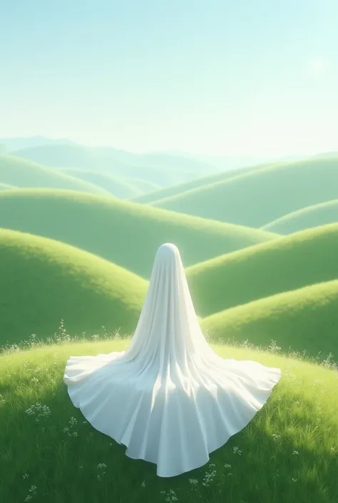 a beautiful plain white shawl  on the hill