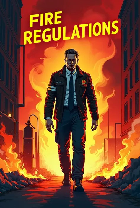 Make a cover for me that says Fire regulations