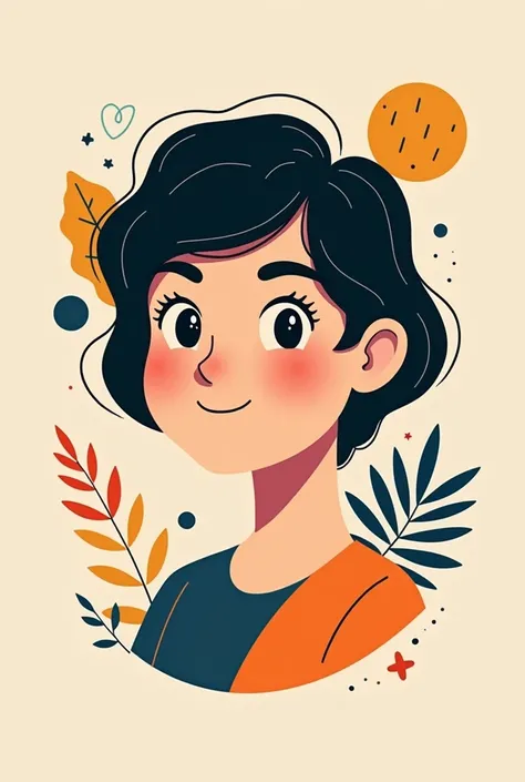 "Create a modern, artistic avatar that combines a minimalist style with a touch of creativity. The avatar should be a stylized portrait of a young, confident person with short dark hair, wearing a subtle smile. Include artistic elements like abstract patte...