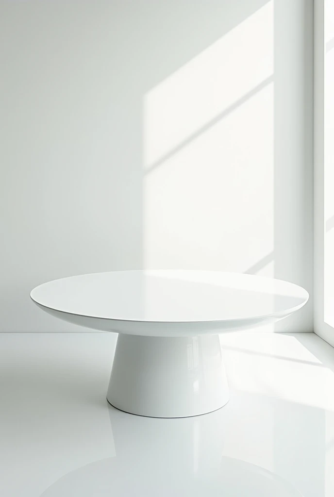 white oval table with mirror effect
