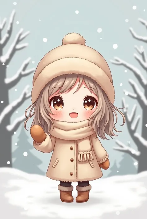 cute chibi girl in winter clothes