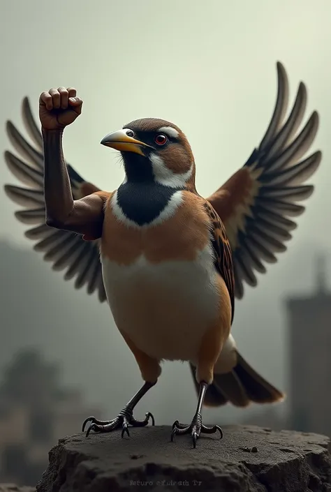 Fascist sparrow giving the Roman salute