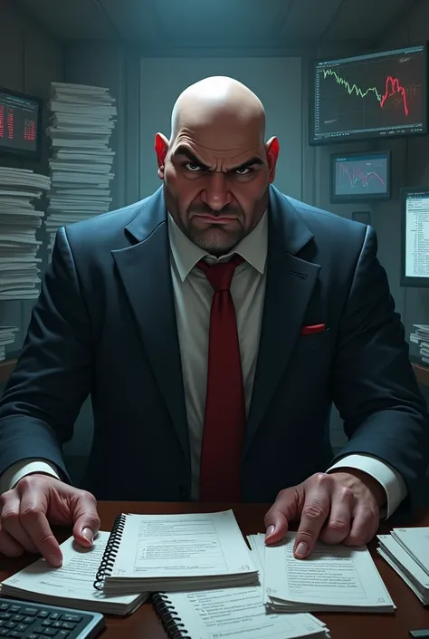 Create a bald, half-fat villain with an excel trait
