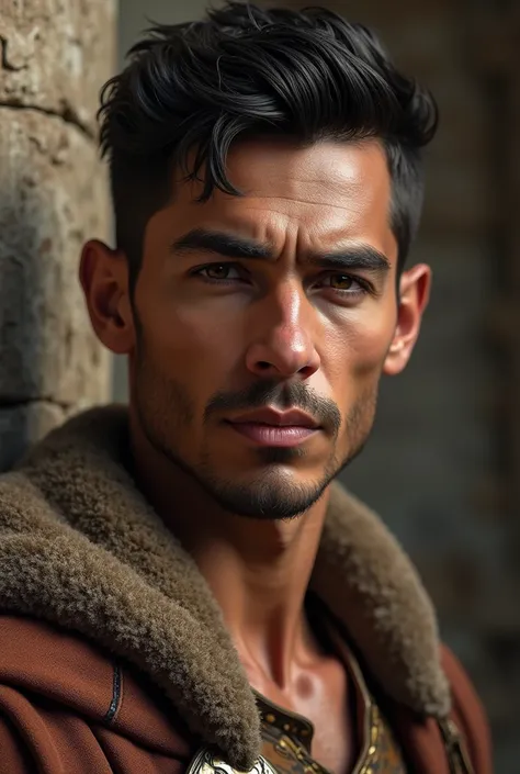 (Handsome man, Typically black or dark brown, though some individuals might have lighter shades due to genetic mixing.
Facial Features: A combination of high cheekbones, almond-shaped eyes, and strong jawlines, reflecting both their Central Asian and Medit...