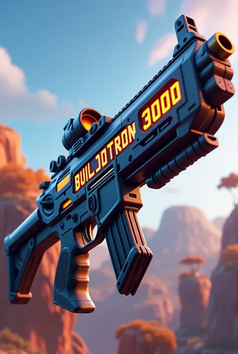 Weapon: A very powerful assault rifle in Fortnite, called the Buildotron 3000, the name of the weapon must appear in large numbers.