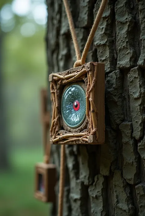 (Close-up of a better masteLots of square shapes on the tree. The squares are made from natural materials such as branches. You can hang them with ropes. Do whatever you can to make them interesting. The ropes will be attached to trees that dont have that ...