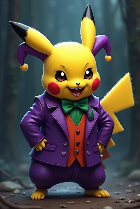 Pikachu déguisé en joker 