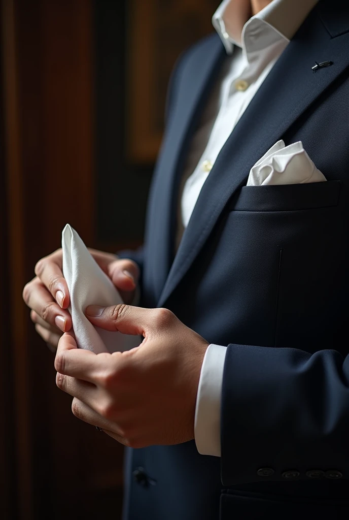 The styles for folding a gentlemans handkerchief This is the handkerchief that goes in the pocket, not a scarf.