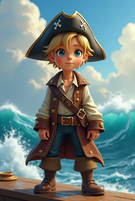 sandy blonde hair blue eyes boy wearing pirate gear