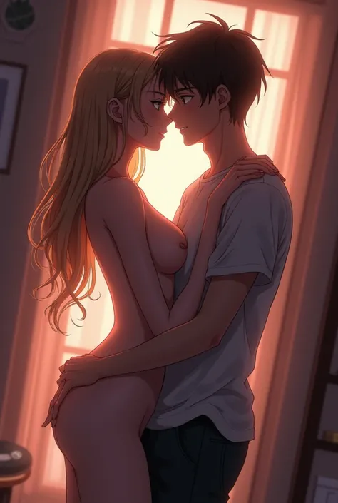 A woman having sex with an anime-style man 