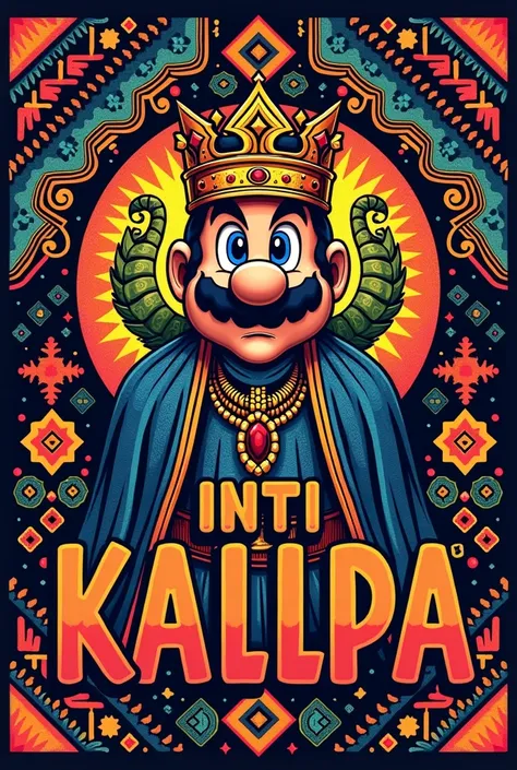 Andean shirt design with the name Inti Kallpa with the king of Mario Bros 