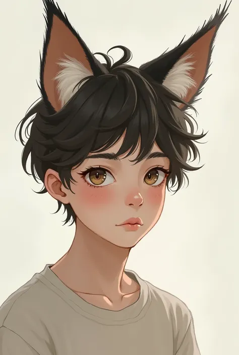 Create a 20 year old subtle-looking boy with lynx ears   