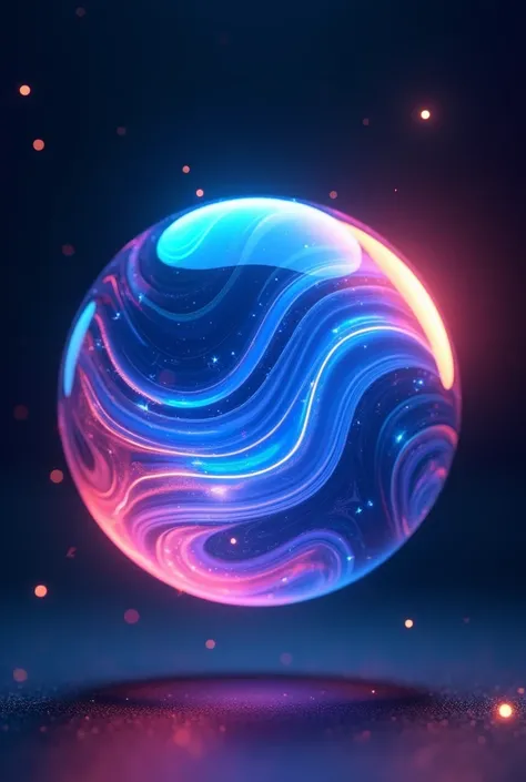 A highly detailed and vibrant digital artwork of a glowing liquid orb, suspended in mid-air. The orb features smooth, flowing, and fluid textures with swirling blue and reddish-pink highlights. The blue tones dominate the core, transitioning into reddish-p...