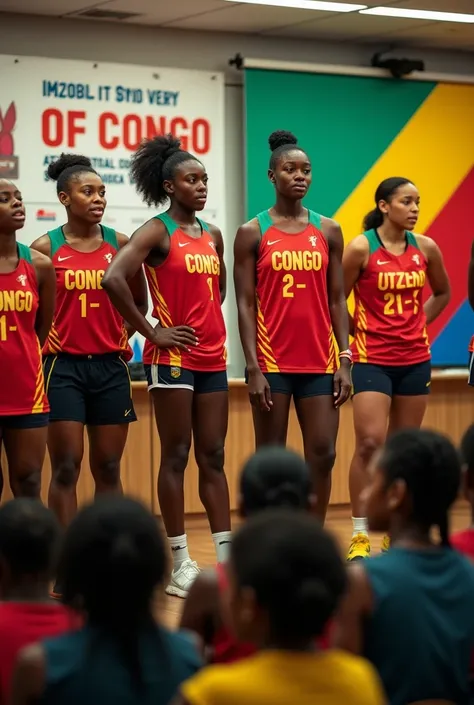 Conférence de presse des femmes sportive république du Congo face au fille sportive