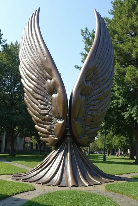 Wing sculpture with names of pilots fallen in flight