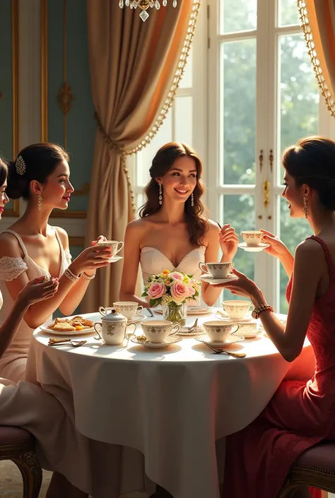 5 RICH WOMEN DRINKING TEA