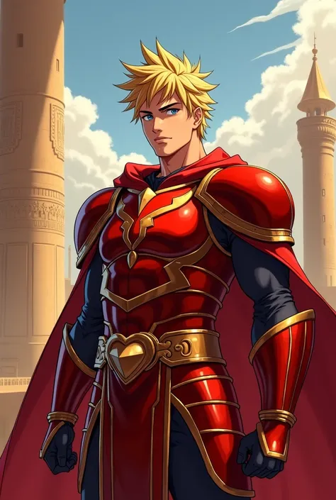 Gilgamesh Loiro Fate of Babylon wearing Igrays red solo leveling armor in anime version with short hair