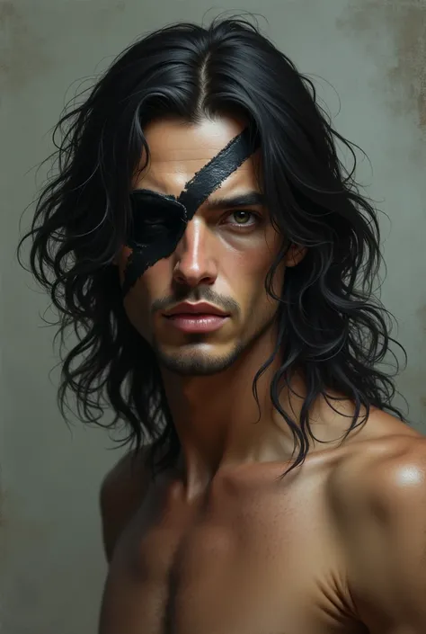 -Appearance:  Black and wavy hair ,  dark eyes,  tanned skin , slightly athletic body.
-Unique features :  A long scar that starts from the forehead and goes up the jaw through the left eye.