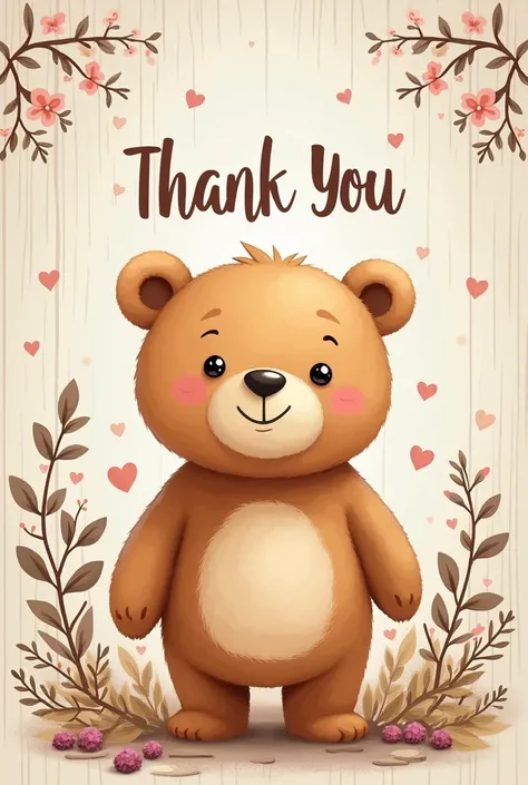 Thank you for coming card, bear theme 