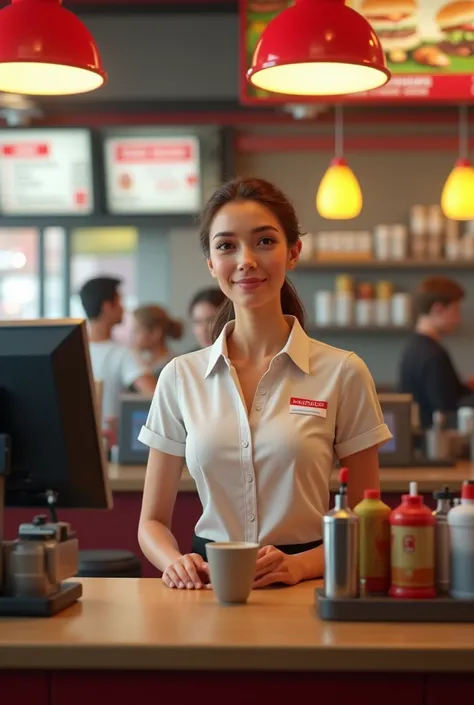 Create a realistic hamburger restaurant cashier