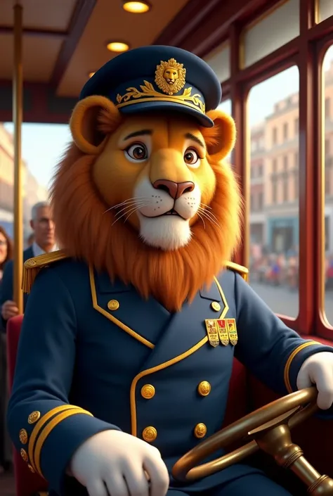 Magnus – The Lion Bus Driver
Generate a hyper-realistic, cinematic image of an anthropomorphic lion named Magnus, a respected bus driver, sitting proudly in the driver’s seat of a gleaming double-decker bus. Magnus wears a crisp navy-blue uniform with gold...