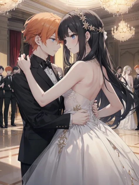 Marquis  &#39;  young men - prom night 、 Destined meeting scene :

in a ballroom with sparkling chandeliers、Marquis 令嬢は一people静かに佇んでいる。
There、 A young man with orange hair appears .、 Invite a young lady to dance 。
二peopleは美しい旋律に乗って踊り、 Both are attracted to...