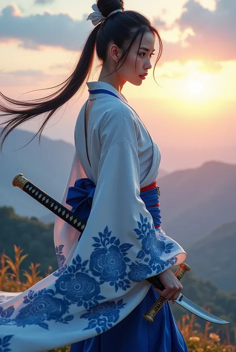 I wanted a katana with the colors white and blue
A female katana 