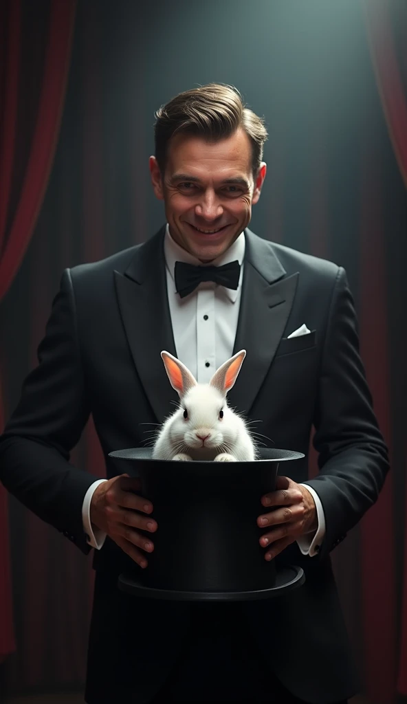 Magician pulling rabbit out of his hat