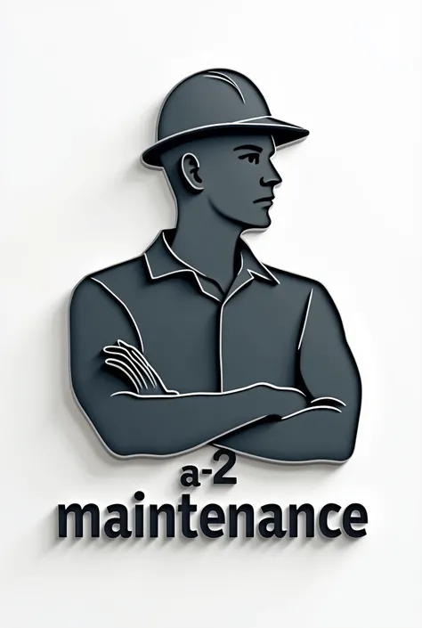 Logo of an embossed silhouette of a builder wearing a helmet in dark gray with the following phrase: A-2  |  Maintenance Nirgua  