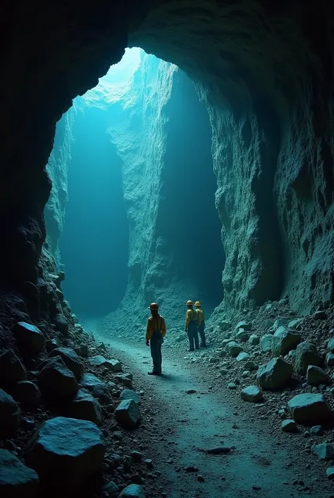 Put a mine in the mineral fund that there are a couple of miners coming out of it and that you can see an X-ray machine later on where the miners who come out go through it
